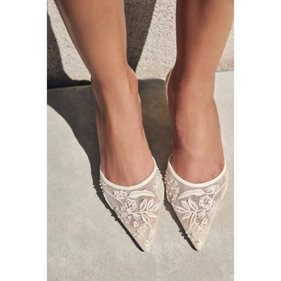 ZARA EMBROIDERED MESH SLINGBACKS - Picture 2 of 6